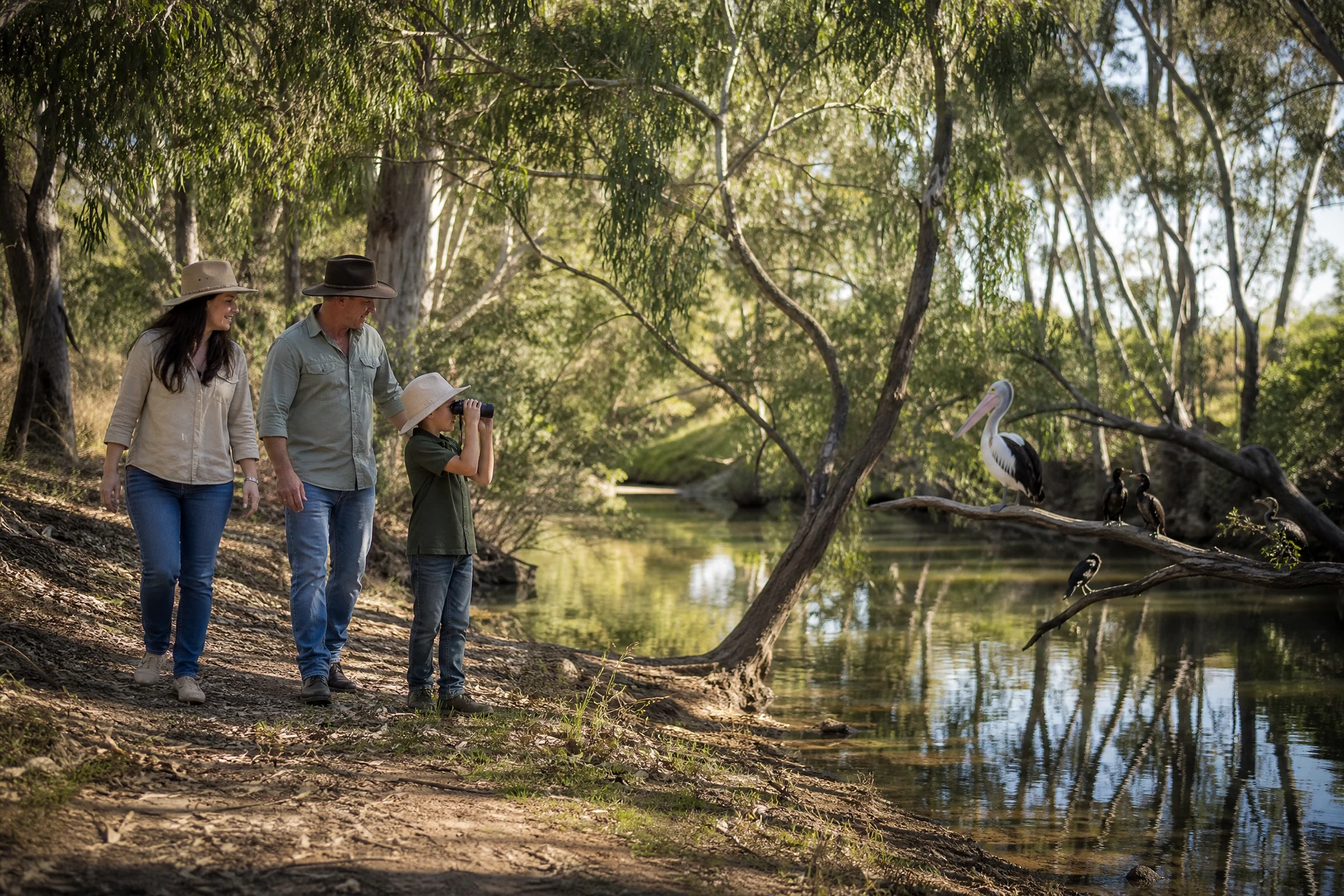 Family enjoying a peaceful nature outing in the Western Downs
